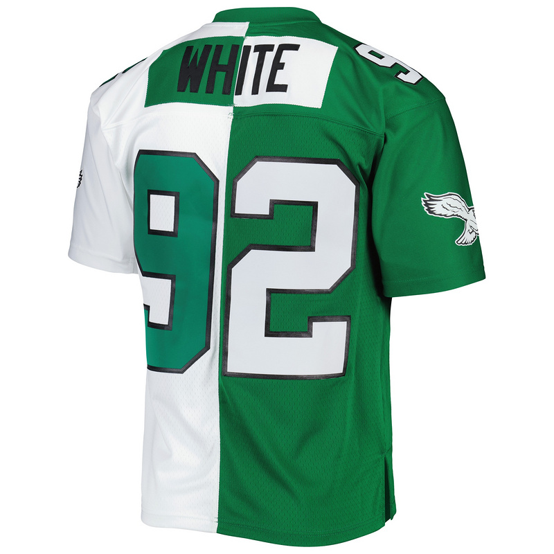 Reggie White Mitchell & Ness Kelly GreenWhite 1990 Split Legacy Replica Jersey