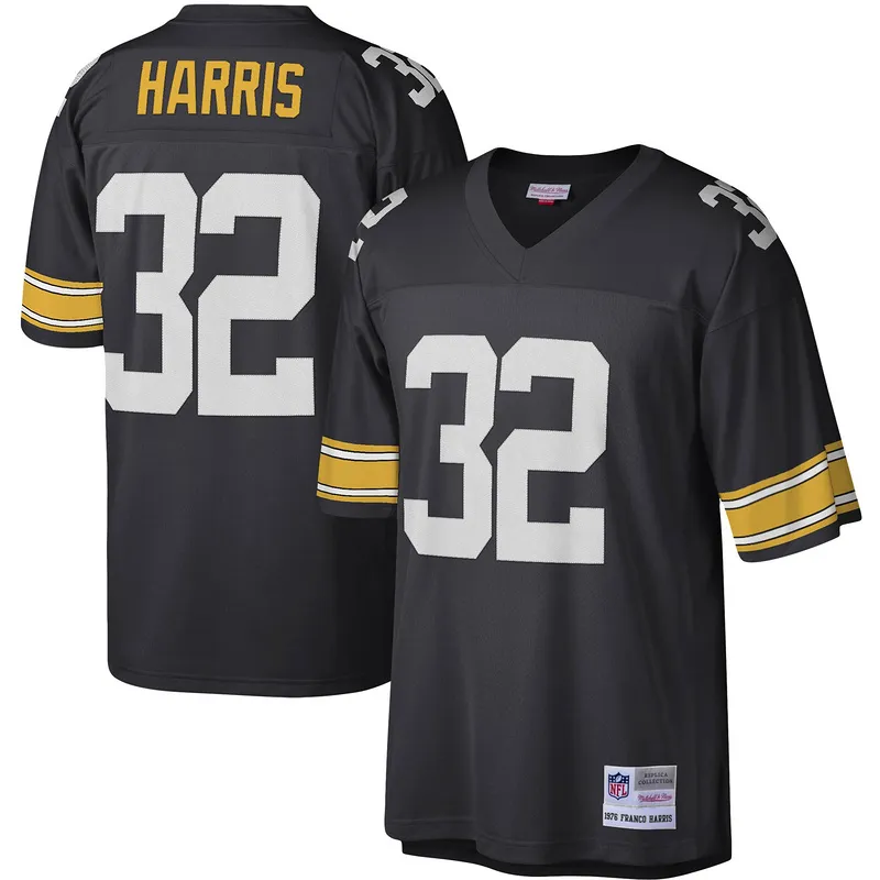 Men's Pittsburgh Steelers Franco Harris Mitchell & Ness Black Legacy Replica Jersey