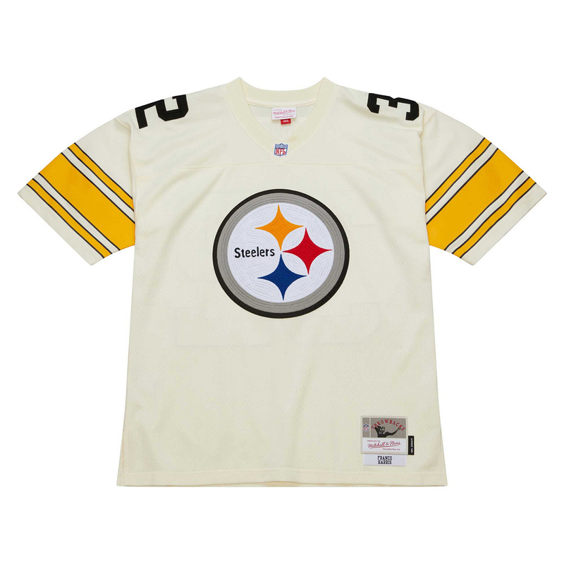 Men's Pittsburgh Steelers Franco Harris Mitchell & Ness Cream Chainstitch Legacy Jersey