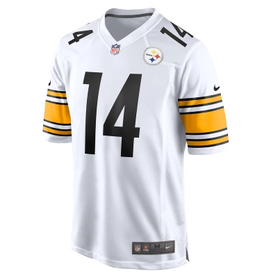 Men's Pittsburgh Steelers George Pickens Nike White Game Player Jersey 01
