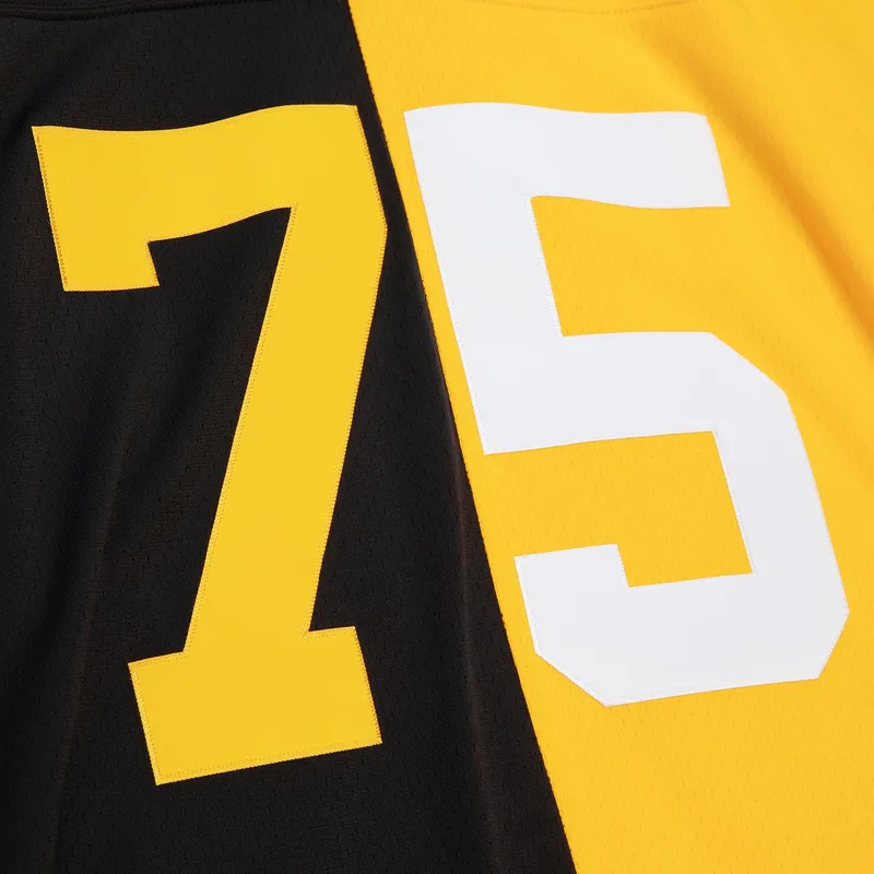 Men's Pittsburgh Steelers Joe Greene Mitchell & Ness BlackGold 1976 Split Legacy Replica Jersey