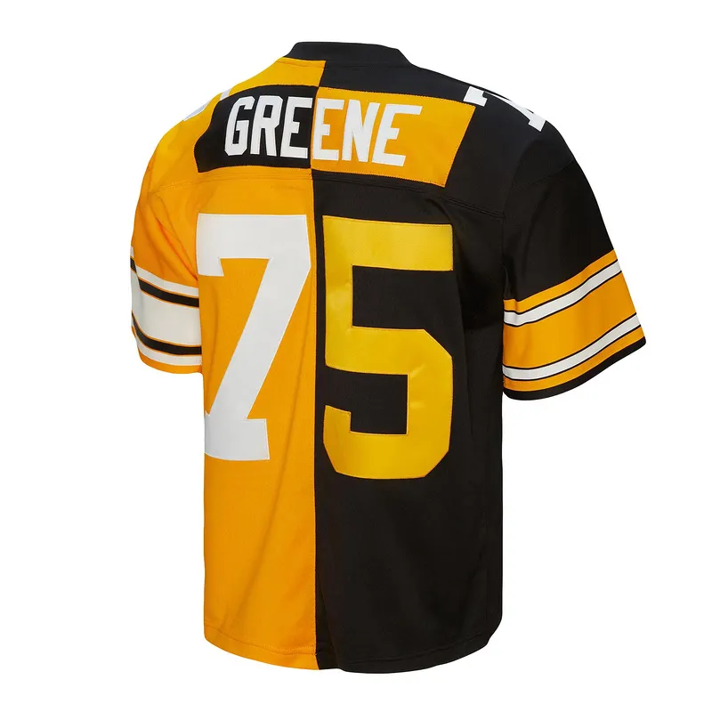 Men's Pittsburgh Steelers Joe Greene Mitchell & Ness BlackGold 1976 Split Legacy Replica Jersey
