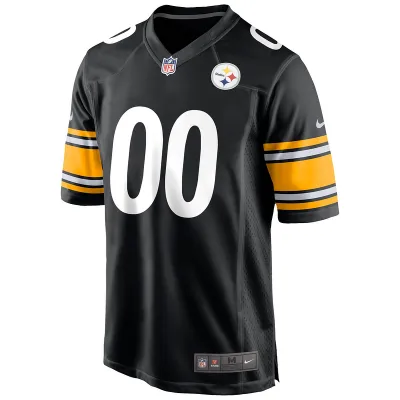Men's Pittsburgh Steelers Nike Black Custom Game Jersey 01
