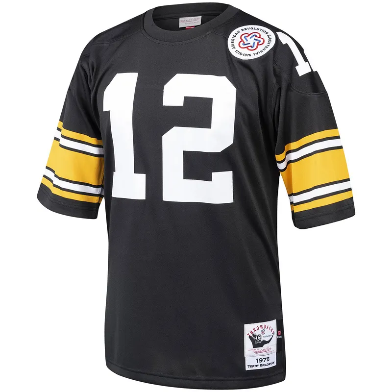 Men's Terry Bradshaw Mitchell & Ness Black Authentic Throwback Retired Player Jersey