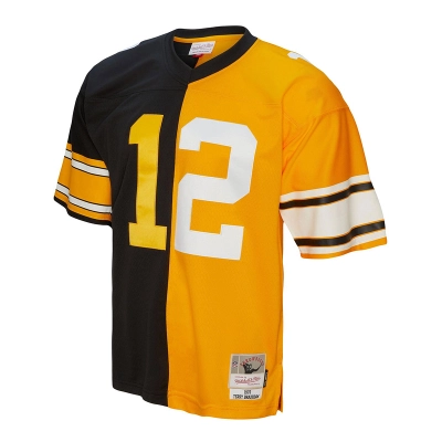 Pittsburgh Steelers Terry Bradshaw Mitchell & Ness BlackGold 1976 Split Legacy Replica Jersey 01