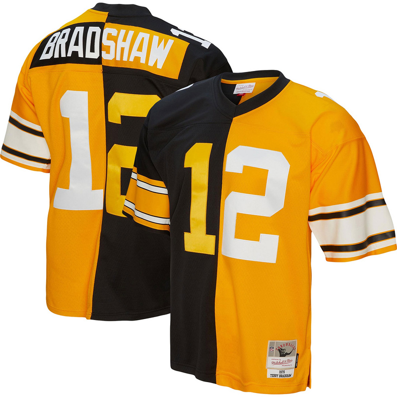 Pittsburgh Steelers Terry Bradshaw Mitchell & Ness BlackGold 1976 Split Legacy Replica Jersey