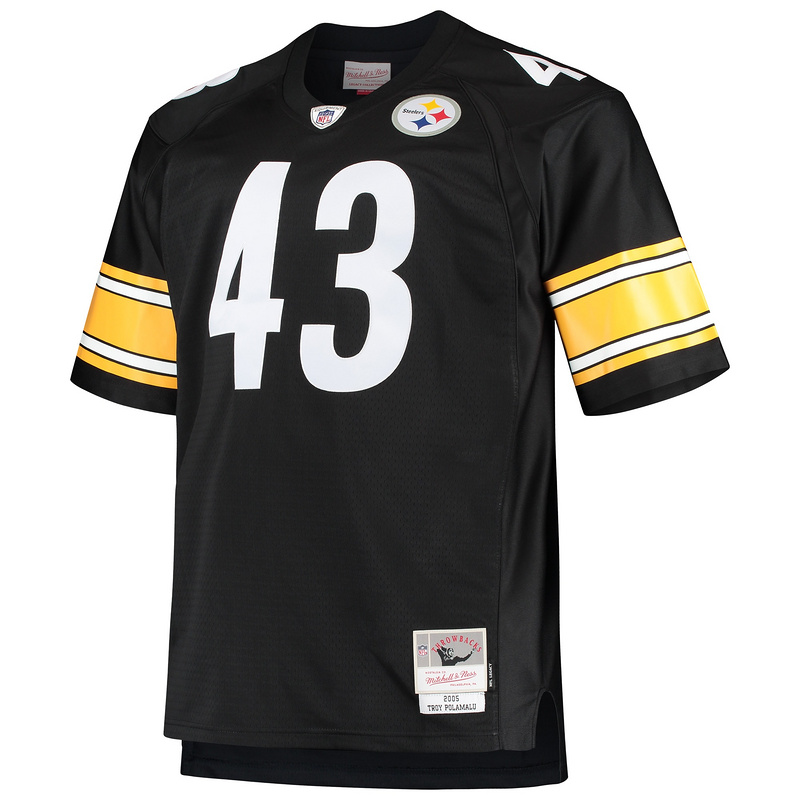 Men's Troy Polamalu Mitchell & Ness Black Big & Tall 2005 Retired Player Replica Jersey