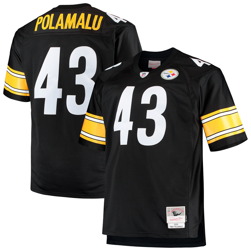 Men's Troy Polamalu Mitchell & Ness Black Big & Tall 2005 Retired Player Replica Jersey