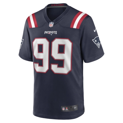 New England Patriots Keion White Nike Navy 2023 NFL Draft Game Jersey 01
