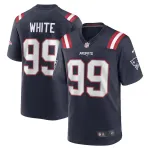 New England Patriots Keion White Nike Navy 2023 NFL Draft Game Jersey