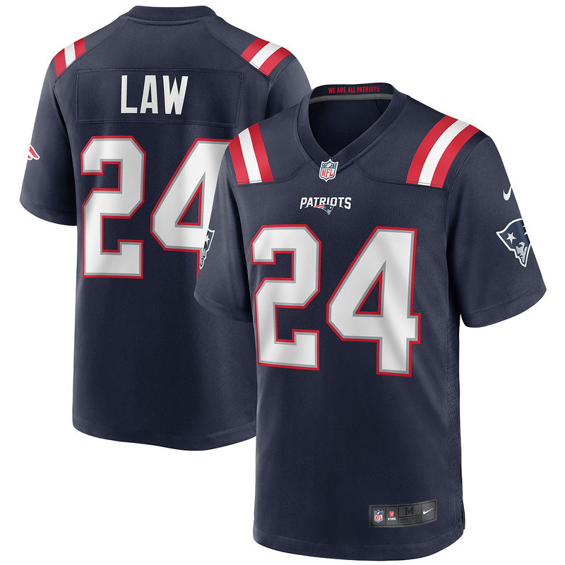 New England Patriots Ty Law Nike Navy Game Retired Jersey