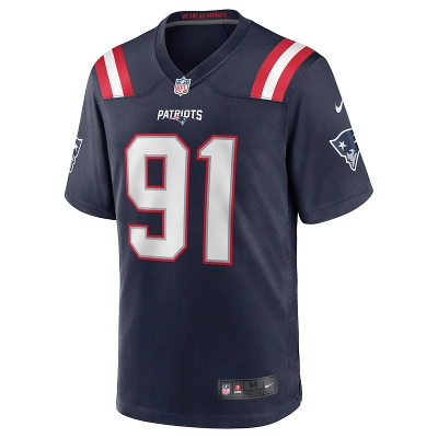 New England Patriots Deatrich Wise Jr. Nike Navy Game Jersey 01