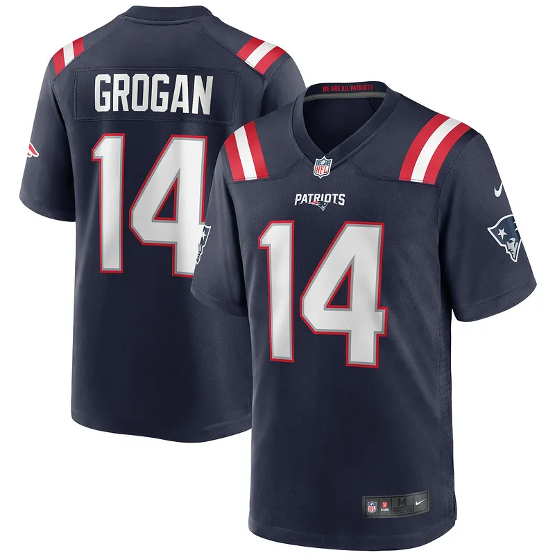 New England Patriots Steve Grogan Nike Navy Game Retired Jersey