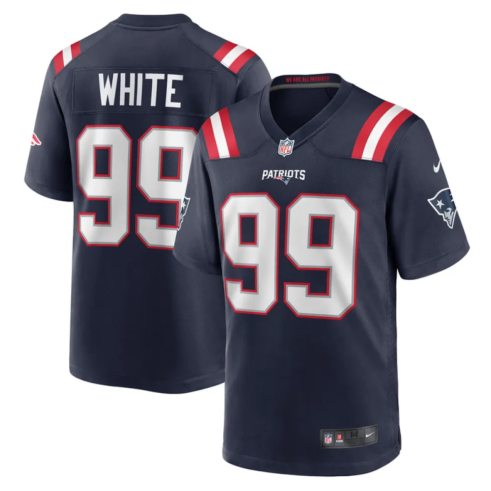 New England Patriots Keion White Nike Navy Game Jersey