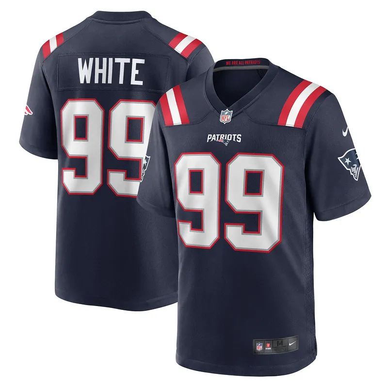 New England Patriots Keion White Nike Navy Game Jersey