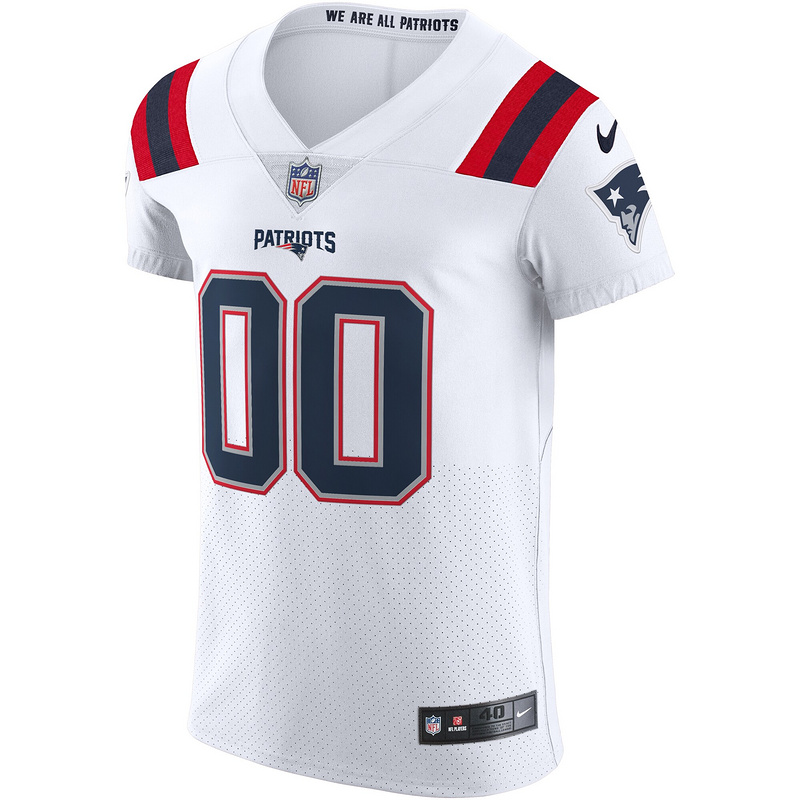 New England Patriots Nike White Vapor Elite Custom Jersey