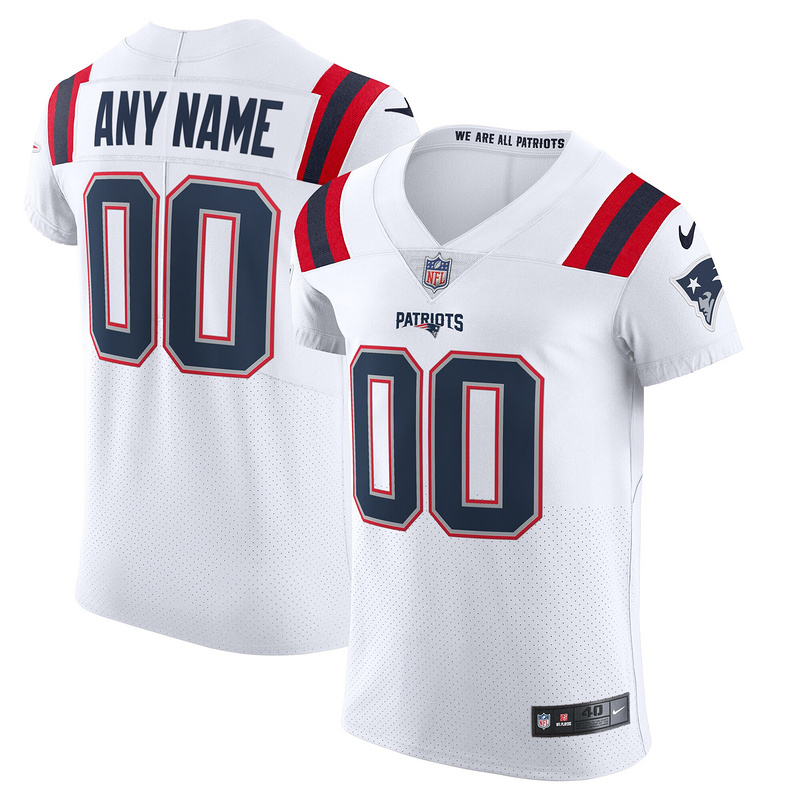 New England Patriots Nike White Vapor Elite Custom Jersey