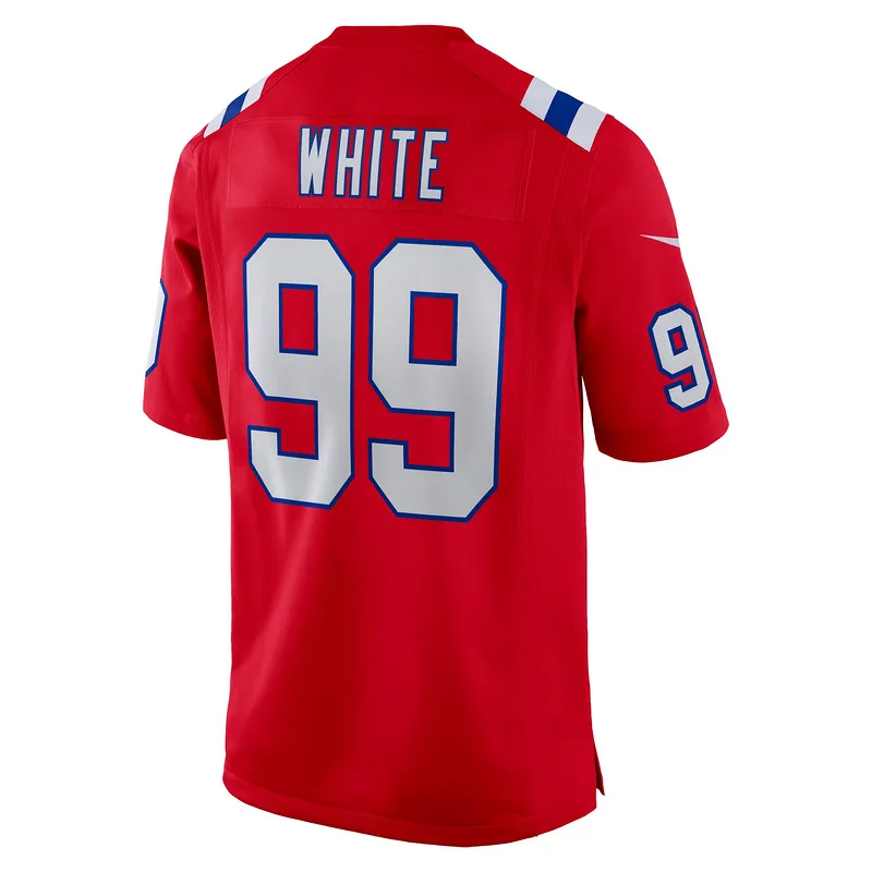 New England Patriots Keion White Nike Red Alternate Game Jersey