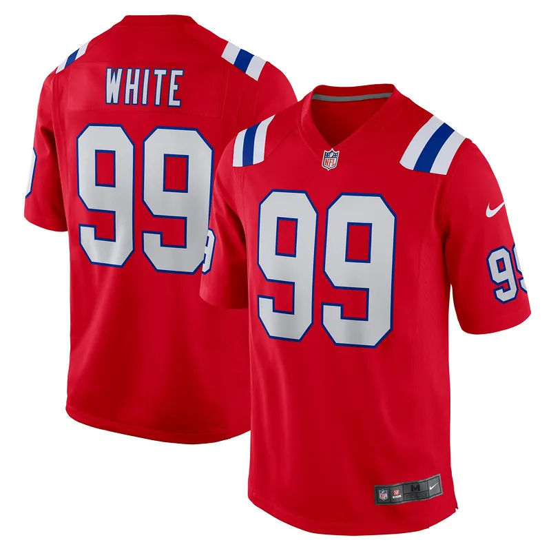 New England Patriots Keion White Nike Red Alternate Game Jersey