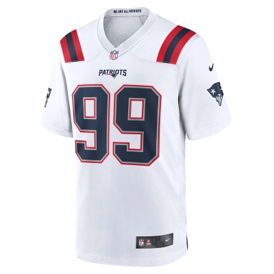 New England Patriots Keion White Nike White Game Jersey 01