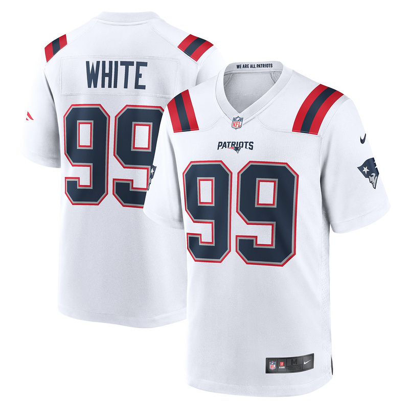 New England Patriots Keion White Nike White Game Jersey