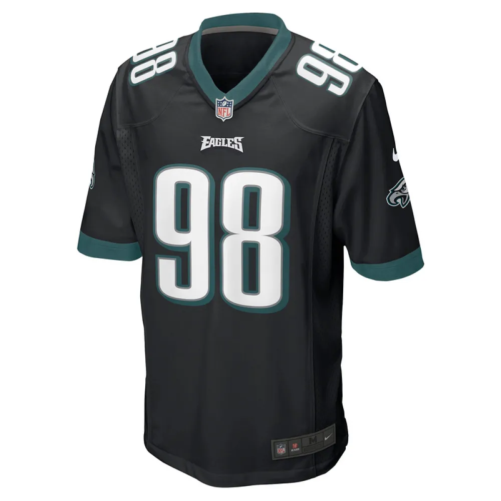Men's Philadelphia Eagles Jalen Carter Nike Black Alternate Team Game Jersey