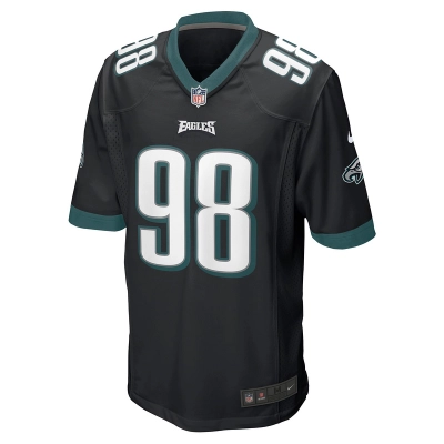 Men's Philadelphia Eagles Jalen Carter Nike Black Alternate Team Game Jersey 01