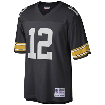 Men's Pittsburgh Steelers Terry Bradshaw Mitchell & Ness Black Legacy Replica Jersey 01