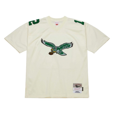 Men's Philadelphia Eagles Randall Cunningham Mitchell & Ness Cream Chainstitch Legacy Jersey 01