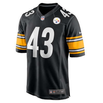 Men's Pittsburgh Steelers Troy Polamalu Nike Black Retired Player Game Jersey 01