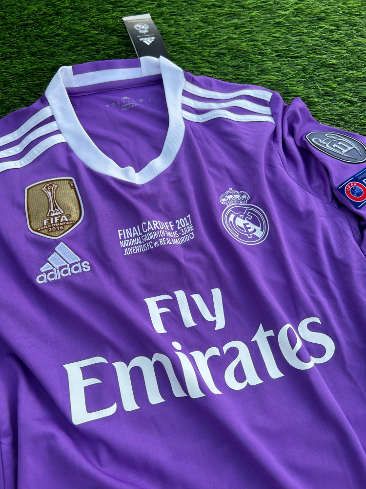 Ronaldo #7 Purple Real Madrid 2016-2017 UEFA Long Sleeve Soccer Jersey Large