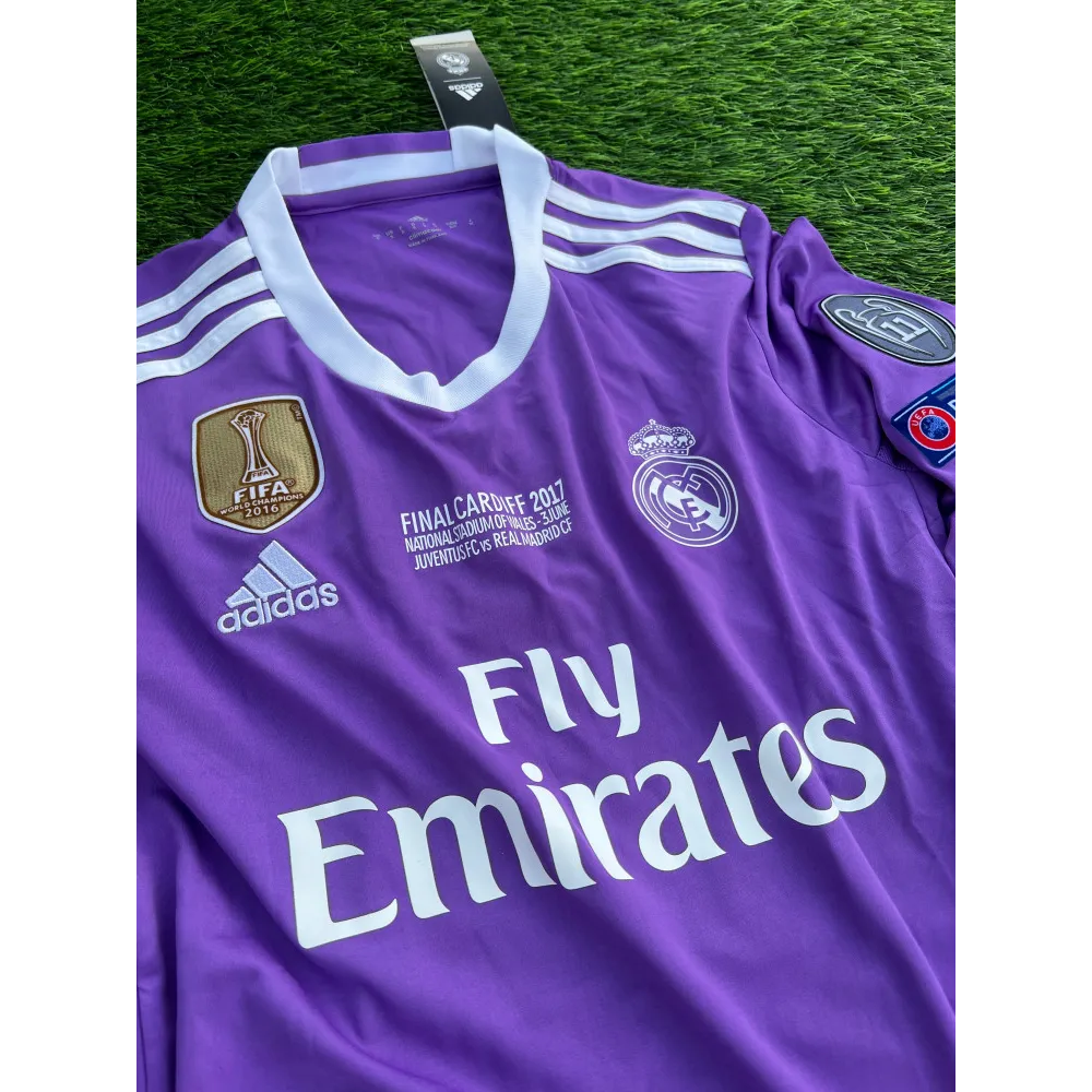 Ronaldo #7 Purple Real Madrid 2016-2017 UEFA Long Sleeve Soccer Jersey Large