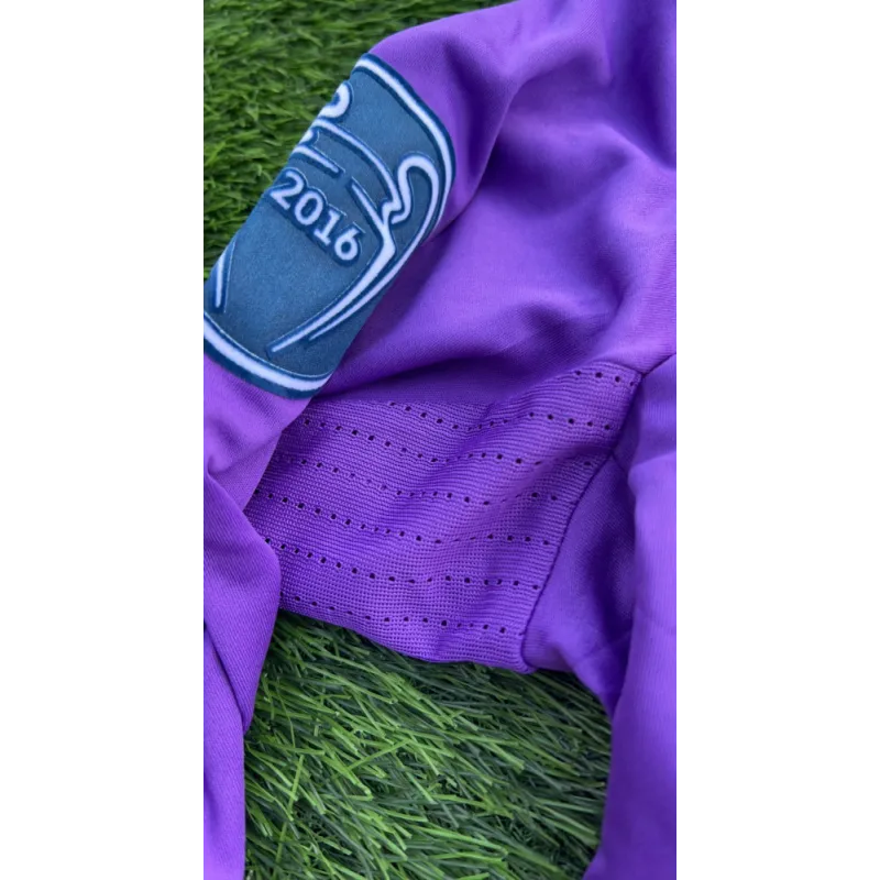 Ronaldo #7 Purple Real Madrid 2016-2017 UEFA Long Sleeve Soccer Jersey Large