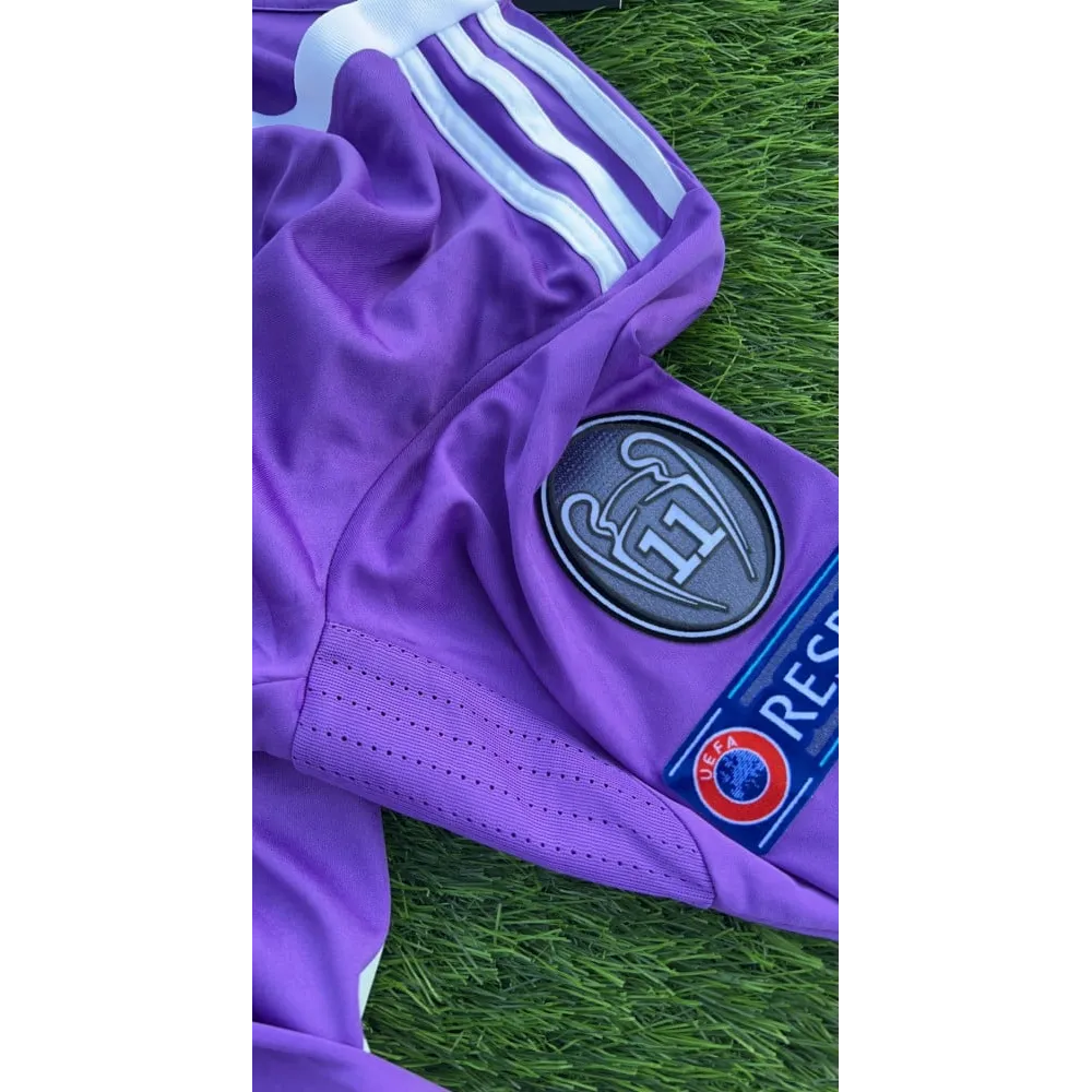Ronaldo #7 Purple Real Madrid 2016-2017 UEFA Long Sleeve Soccer Jersey Large