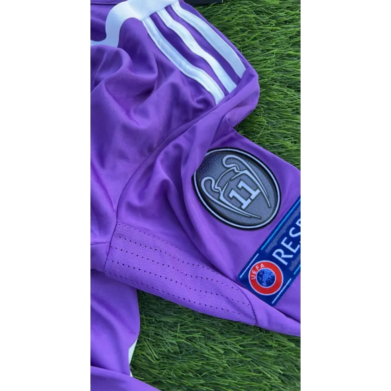 Ronaldo #7 Purple Real Madrid 2016-2017 UEFA Long Sleeve Soccer Jersey Large
