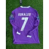 Ronaldo #7 Purple Real Madrid 2016-2017 UEFA Long Sleeve Soccer Jersey Large
