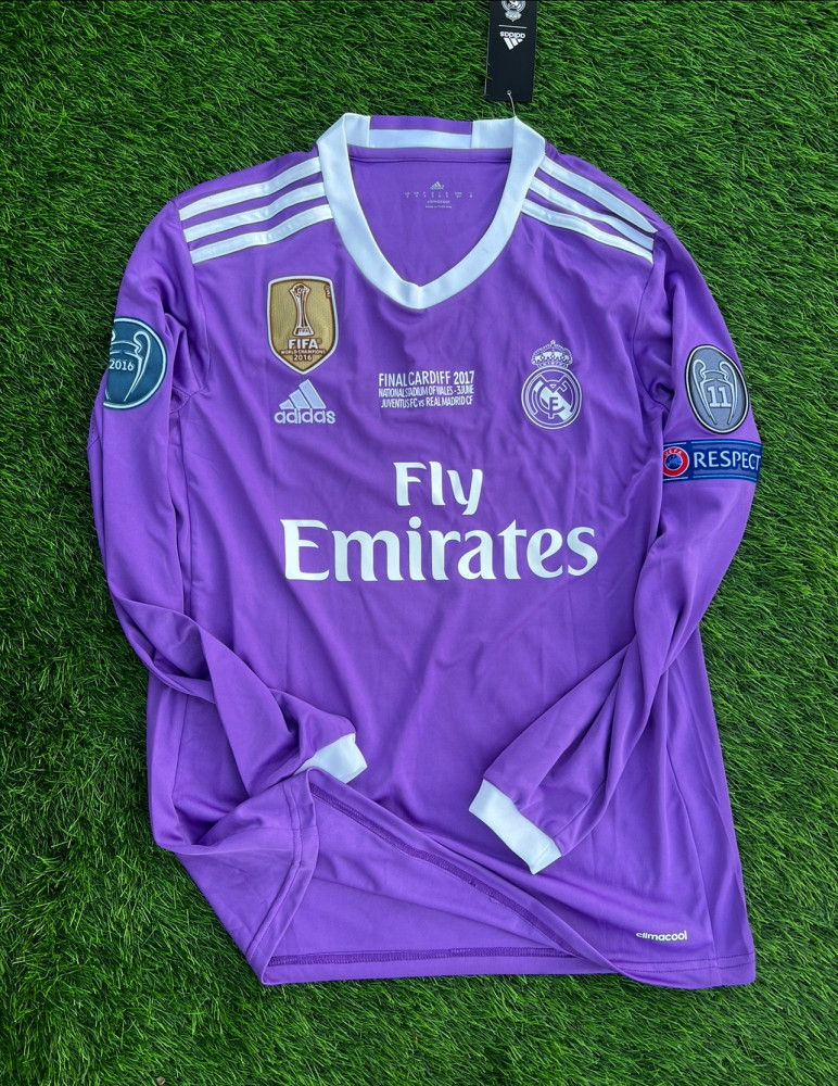 Ronaldo #7 Purple Real Madrid 2016-2017 UEFA Long Sleeve Soccer Jersey Large