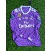 Ronaldo #7 Purple Real Madrid 2016-2017 UEFA Long Sleeve Soccer Jersey Large