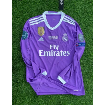 Ronaldo #7 Purple Real Madrid 2016-2017 UEFA Long Sleeve Soccer Jersey Large 01