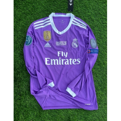 Ronaldo #7 Purple Real Madrid 2016-2017 UEFA Long Sleeve Soccer Jersey Large 01