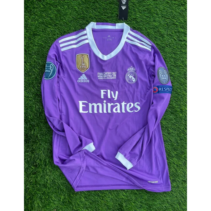 Ronaldo #7 Purple Real Madrid 2016-2017 UEFA Long Sleeve Soccer Jersey Large