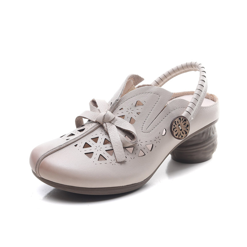 Jishu 2024 head layer cowhide wrapped head sandals