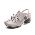 Jishu 2024 head layer cowhide wrapped head sandals