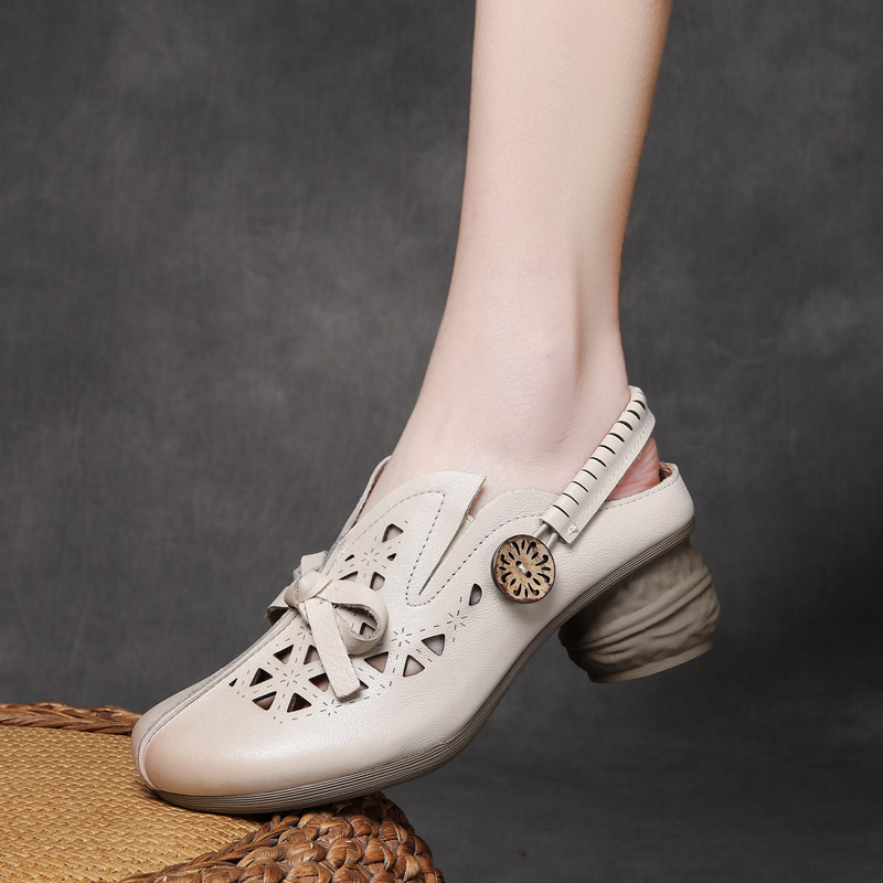 Jishu 2024 head layer cowhide wrapped head sandals