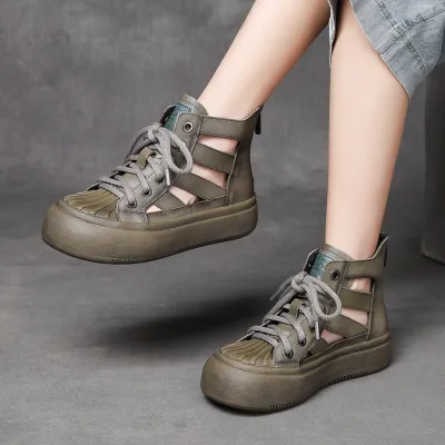 Jishu 2024 Leather Hollow Out Boots 02