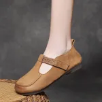 Jishu 2024 head layer cow pago flat women's shoes