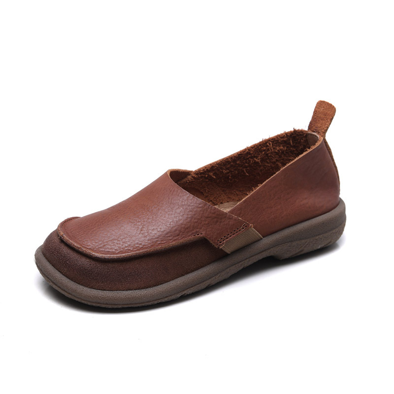 Jishu 2024 spring head layer cowhide leisure flat women's shoes