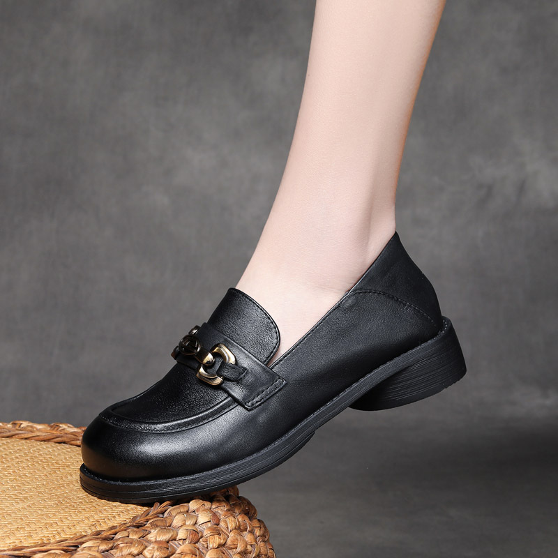 Jishu 24 head layer cowhide casual ladies work leather shoes