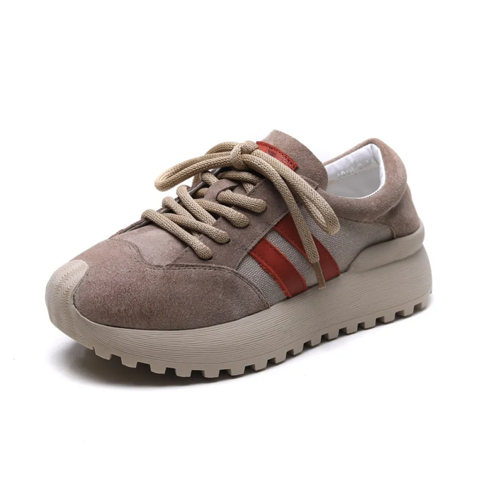 Ji Shu 2024 spring leather lace-up casual women's shoes