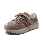 Ji Shu 2024 spring leather lace-up casual women's shoes